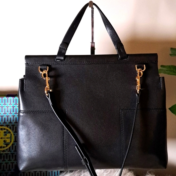 Tory Burch Black Leather Block T Top - Picture 3 of 10